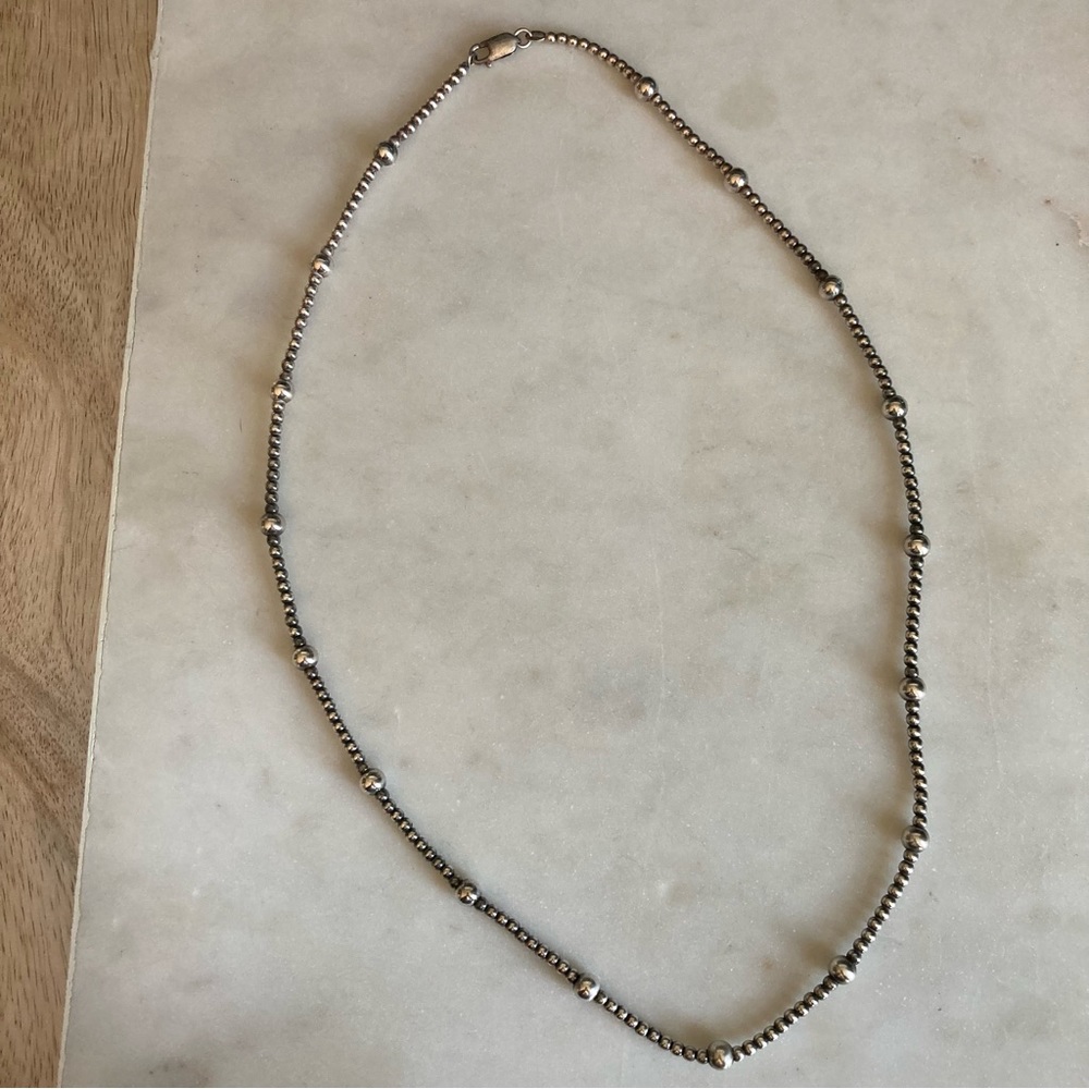 Vintage Sterling Silver Italian Beaded Necklace